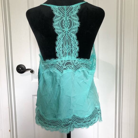 INC International Concepts Women's Cami Top V-Neck Lace Trim Green Sz Medium NWT - Picture 3 of 7